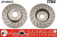 TRW Brake Disc DF4862S, set of 2 - Brake Disc