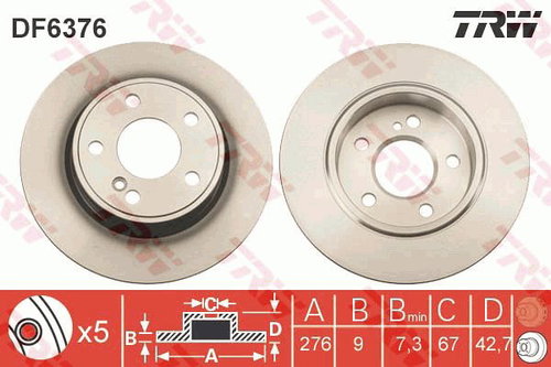 TRW Brake disc DF6376, set of 2 - Brake Disc - Main image