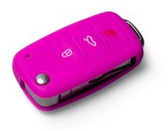 Protective Silicone Key Case for VW/Seat/Skoda with Ejector Key, Pink - Car Key Case