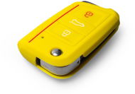 Ochranné silikónové puzdro na kľúč pre VW/Seat/Škoda novšia generácia, s vystreľovacím kľúčom, farba žltá - Obal na kľúče od auta