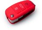 Protective silicone key case for Audi with ejector key, colour red - Car Key Case