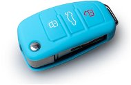 Protective silicone key case for Audi with ejector key, light blue - Car Key Case
