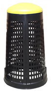 Plastic waste bin for bags 120 L, black, yellow lid - Rubbish Bin