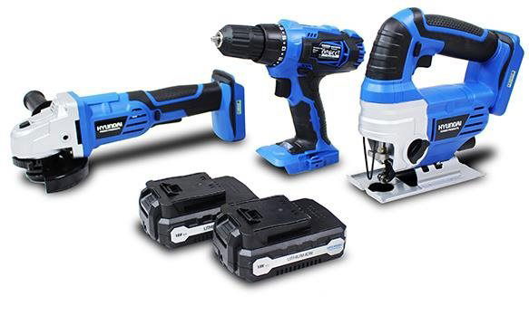 Hyundai 3 piece Cordless Tool Set HNHPACK18V 18 V 2x batteries