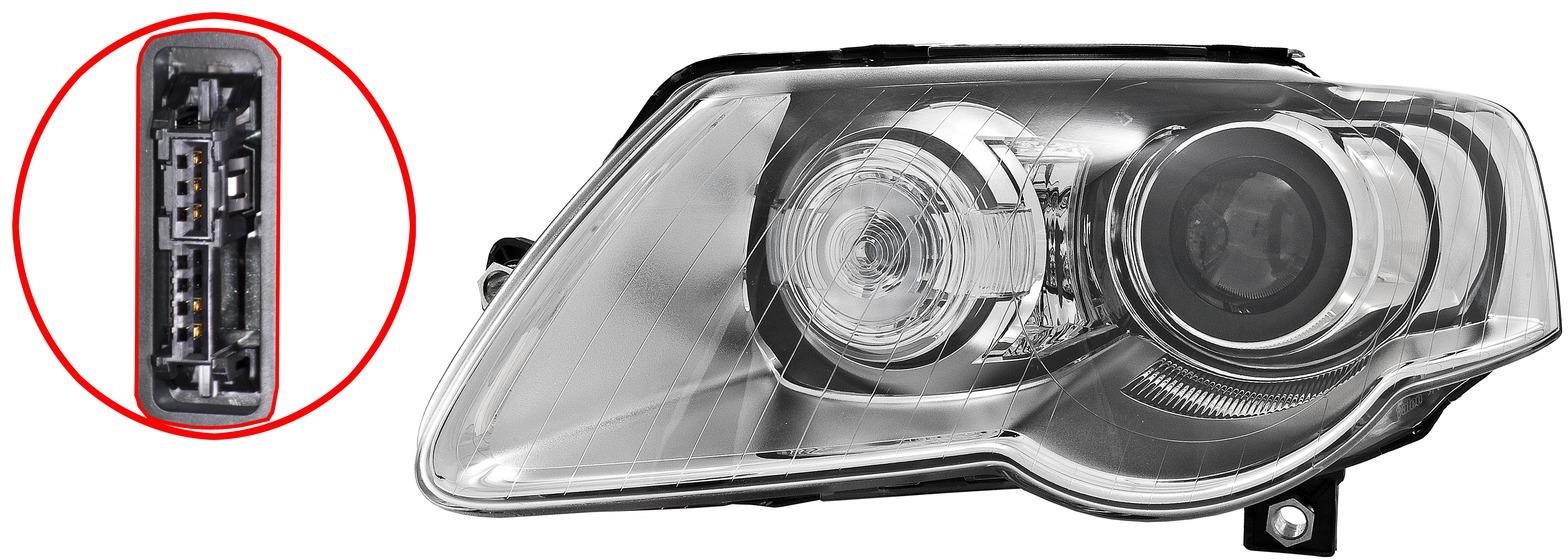 VALEO VW Passat 05- 7/07 bal első fényszóró, Xenon D1S+H7 (6G típusú egységhez, AUTO.O.)