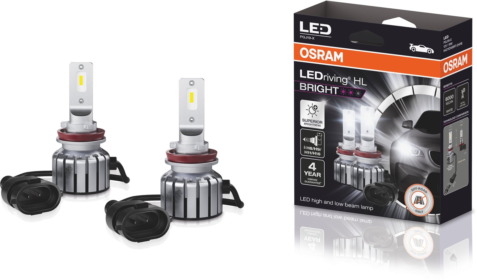 OSRAM LEDriving HL BRIGHT +300% "H8/H11/H16/H9" 12V