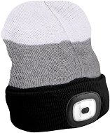 Čepice SIXTOL čepice s čelovkou 180lm, nabíjecí, USB, univerzální velikost, bavlna/PE, černá/šedá/bílá - Čepice