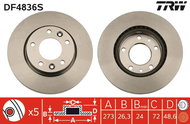 TRW Brake Disc DF4836S set of 2 - Brake Disc