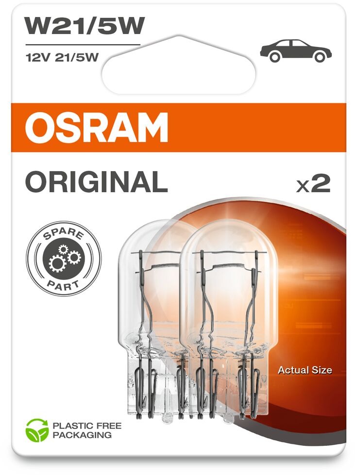 Osram Original W21/5 W, 12 V, 21/5 W, W3x16q, 2 db