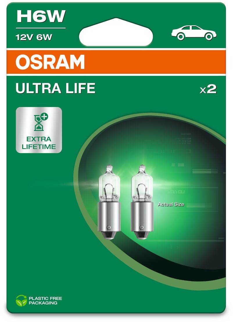 Osram Ultralife H6W, 12 V, 6 W, BAX9s, 2 db