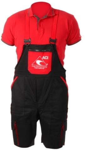 ACI work trousers with overalls, short black, size 62 - Work Trousers - Main image
