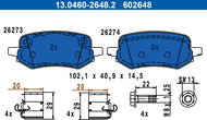 ATE Brake pads 13.0460-2648.2 - Brake Pads