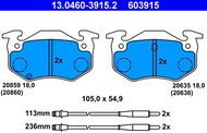 ATE 603915 Brake pad set 13.0460-3915.2 - Brake Pads