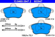 ATE 603947 Brake pad set 13.0460-3947.2 - Brake Pads