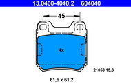 ATE 604040 Brake pad set 13.0460-4040.2 - Brake Pads