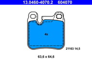 ATE 604070 Brake pad set 13.0460-4070.2 - Brake Pads