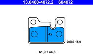 ATE 604072 Brake pad set 13.0460-4072.2 - Brake Pads