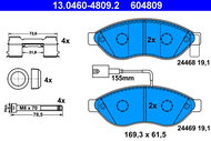 ATE 604809 Brake pad set 13.0460-4809.2 - Brake Pads