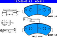 ATE 604811 Brake pad set 13.0460-4811.2 - Brake Pads
