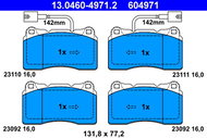 ATE 604971 Brake pad set 13.0460-4971.2 - Brake Pads