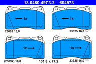 ATE 604973 Brake pad set 13.0460-4973.2 - Brake Pads
