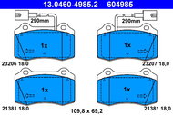 ATE 604985 Brake pad set 13.0460-4985.2 - Brake Pads