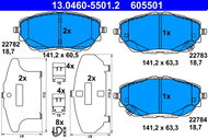 ATE 605501 Brake pad set 13.0460-5501.2 - Brake Pads