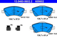 ATE 605602 Brake pad set 13.0460-5602.2 - Brake Pads