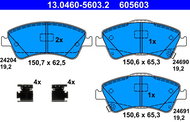 ATE 605603 Brake pad set 13.0460-5603.2 - Brake Pads