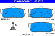 ATE 605626 Brake pad set 13.0460-5626.2 - Brake Pads
