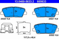 ATE 605633 Brake pad set 13.0460-5633.2 - Brake Pads