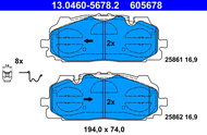 ATE 605678 Brake pad set 13.0460-5678.2 - Brake Pads