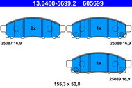 ATE 605699 Brake pad set 13.0460-5699.2 - Brake Pads