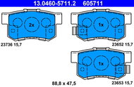 ATE 605711 Brake pad set 13.0460-5711.2 - Brake Pads