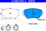 ATE 605761 Brake pad set 13.0460-5761.2 - Brake Pads