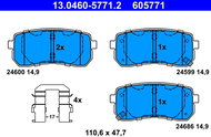ATE 605771 Brake pad set 13.0460-5771.2 - Brake Pads