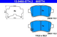 ATE 605774 Brake pad set 13.0460-5774.2 - Brake Pads