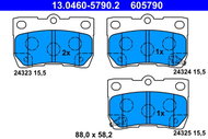 ATE 605790 Brake pad set 13.0460-5790.2 - Brake Pads
