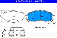 ATE 605793 Brake pad set 13.0460-5793.2 - Brake Pads