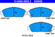 ATE 605955 Brake pad set 13.0460-5955.2 - Brake Pads