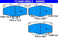 ATE 605992 Brake pad set 13.0460-5992.2 - Brake Pads