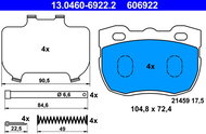 ATE 606922 Brake pad set 13.0460-6922.2 - Brake Pads