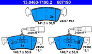 ATE 607190 Brake pad set 13.0460-7190.2 - Brake Pads