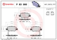 BREMBO Brake pad set P 83 080 - Brake Pads