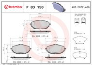 BREMBO Sada brzdových destiček P 83 150 - Brzdové destičky