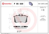 BREMBO Sada brzdových destiček P 85 020 - Brzdové destičky