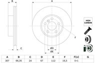 BOSCH brake disc 0 986 479 H33, set of 2, set of 2 - Brake Disc