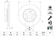 BOSCH brake disc 0 986 479 H45, set of 2, set of 2 - Brake Disc