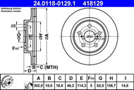ATE 418129 brake disc 24.0118-0129.1, set of 2, set of 2 - Brake Disc