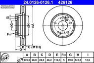 ATE 426126 brake disc 24.0126-0126.1, set of 2, set of 2 - Brake Disc